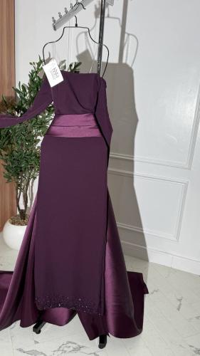 فستان سهره توتي مع ذيل و تطريز