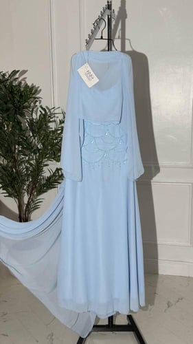 فستان طويل بقطعتين مع فصوص و لول