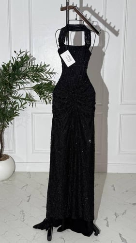 فستان سهره اسود دانتيل على لول