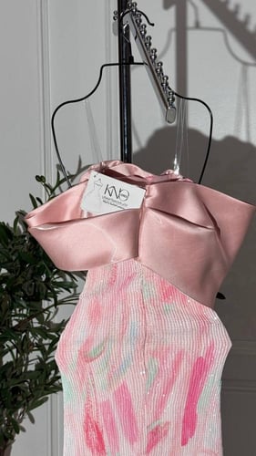 فستان سهره ترتر ملون مع ميكادو لمعة