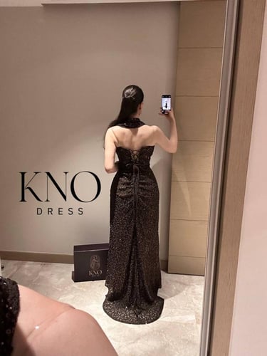 فستان سهره بني دانتيل على لول