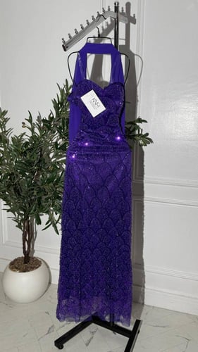 فستان موف شك مع جورجيت ناعمة وأنيقة،