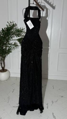 فستان سهره اسود دانتيل على لول