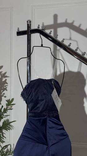 فستان سهره كحلي تفته مع تطريز