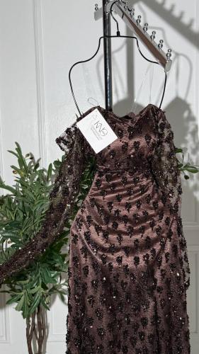 فستان تفته مع تل مطرز شك فاخر