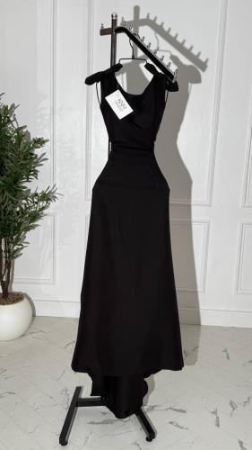 فستان سهره بأربي اسود مع لول خيوط