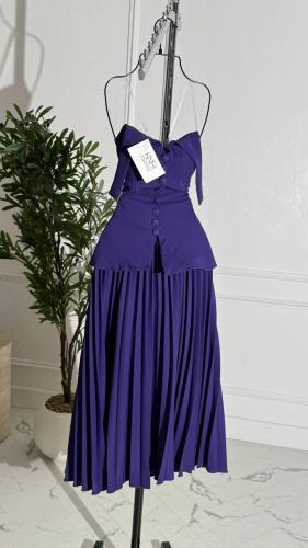 فستان بليسيه بتصميم بليزر بدون أكمام – لمسة فاخرة...