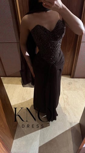 فستان سهرة جورجيت مطرز بخزر ثقيل لإطلالة أنثوية فخ...