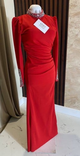 فستان ريما أحمر طويل