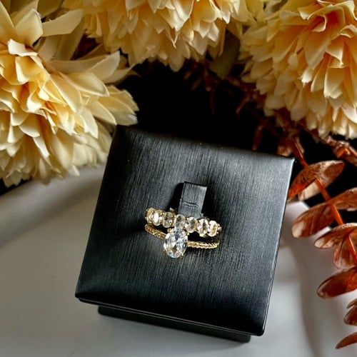 خاتم توينز ذهبي مرصع بالزركون ( قَصّة أوفال)