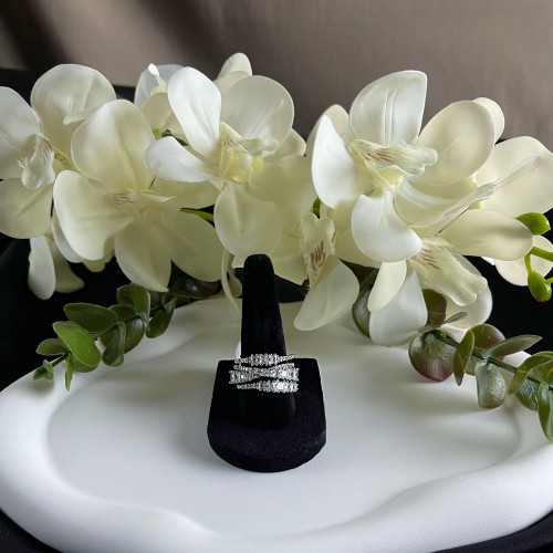 خاتم فضي تصميم (سواروفسكي )