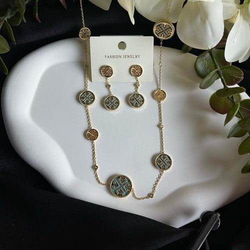 طقم حلق وسلسال طويل