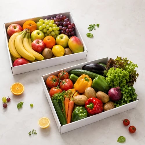 Big box of vegetables and fruits
