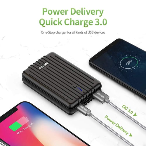 شاحن متنقل زندور بسعة 10000 بي دي أسود A3PD