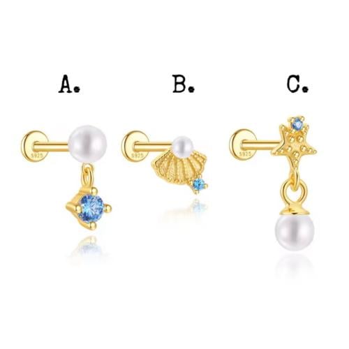 حلق فضة تيتانيوم - 925 Silver Earring