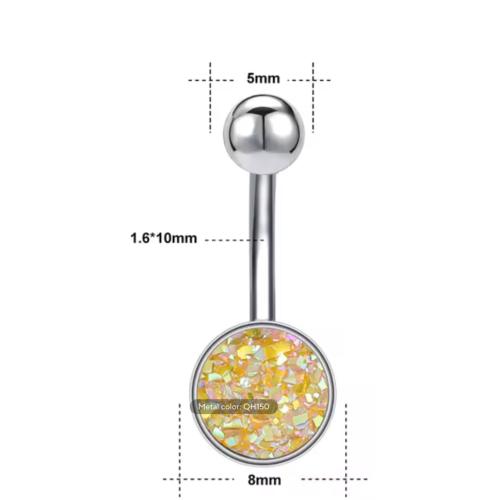 14G Gold Plated Belly Button Ring Stainless Steel