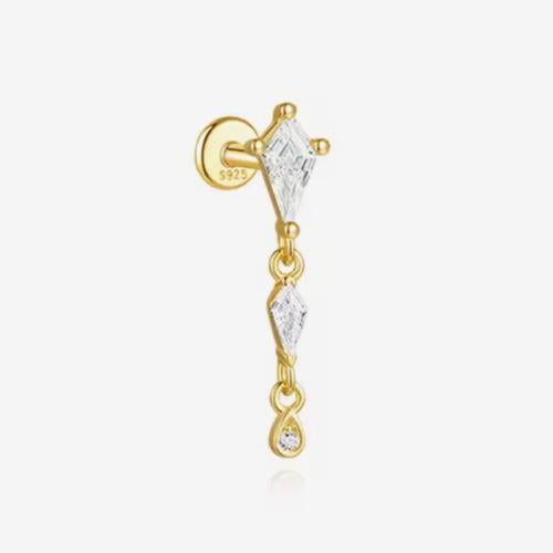 925 Sterling Silver Crown Rivets Zircon Stud Earring