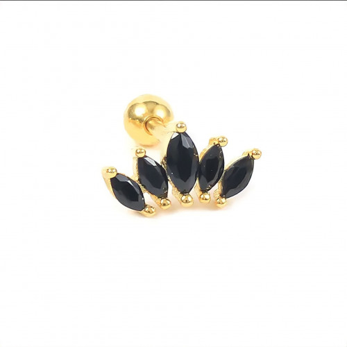 925 Sterling Silver Black CZ Crystal Series Stud Earrings