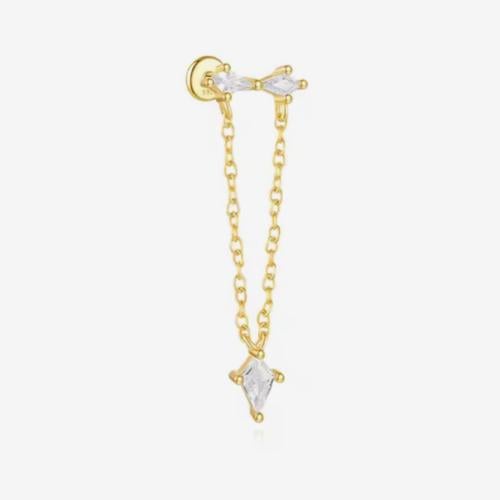 925 Sterling Silver Crown Rivets Zircon Stud Earring