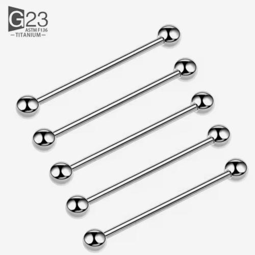 Titanium Tongue Ring Piercings External Threaded I...