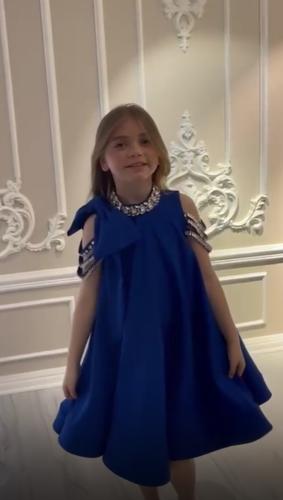 فستان بناتي ازرق غامق