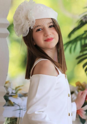 فستان بناتي مع قبعه و حقيبه