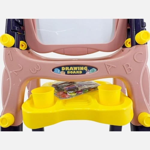 طقم سبورة كبير للأطفال مزدوجة الوجه مع تخزين ودورا...