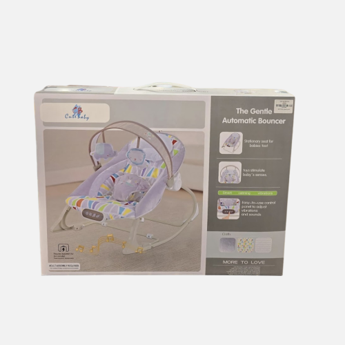 هزاز أطفال أوتوماتيكي بلون أزرق مريح مع موسيقى وأل...