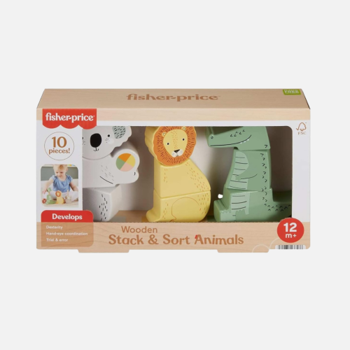 فيشر برايس - لعبة خشبية لتكديس وفرز الحيوانات - 10...