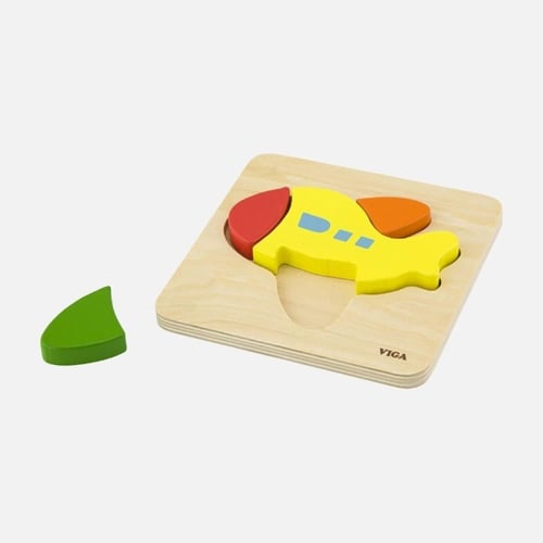 فيجا - لعبة بازل خشبي للأطفال – طائرة ملونة تعليمي...