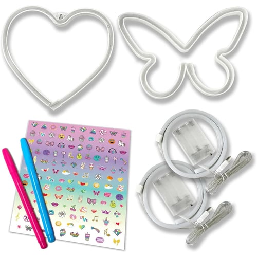 وي كول - أضواء نيون على شكل قلب وفراشة - اصنعها بن...