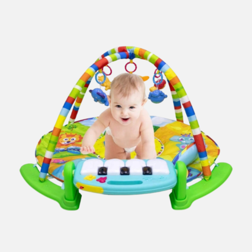 مفرش ألعاب أطفال مع بيانو ودمى معلقة - متعدد الألو...