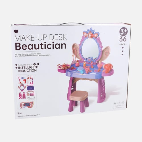 مجموعة أدوات مكياج للأطفال مع ضوء وموسيقى وكرسي –...
