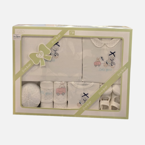 طقم مواليد فاخر للبنات – 10 قطع قطنية ناعمة بتصميم...