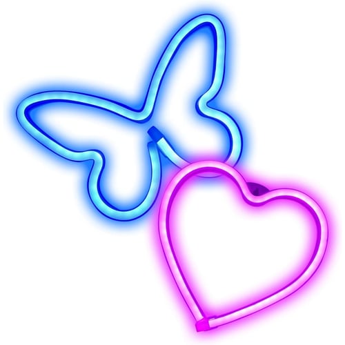 وي كول - أضواء نيون على شكل قلب وفراشة - اصنعها بن...