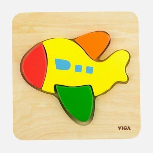 فيجا - لعبة بازل خشبي للأطفال – طائرة ملونة تعليمي...