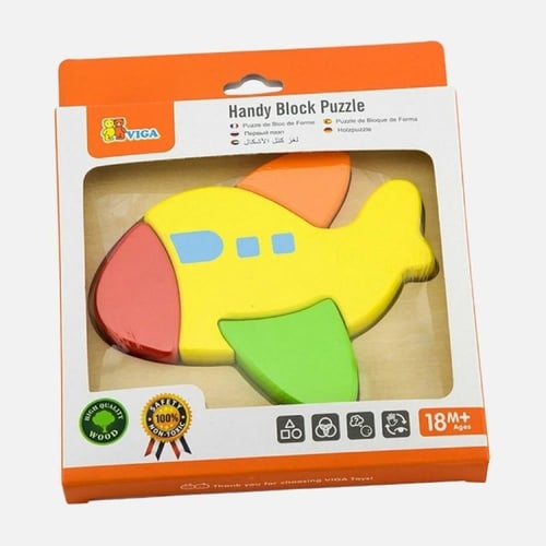 فيجا - لعبة بازل خشبي للأطفال – طائرة ملونة تعليمي...