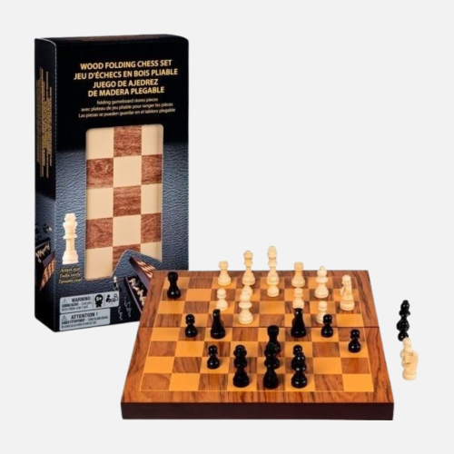 مجموعة شطرنج خشبية قابلة للطي لتنمية الذكاء والتفك...