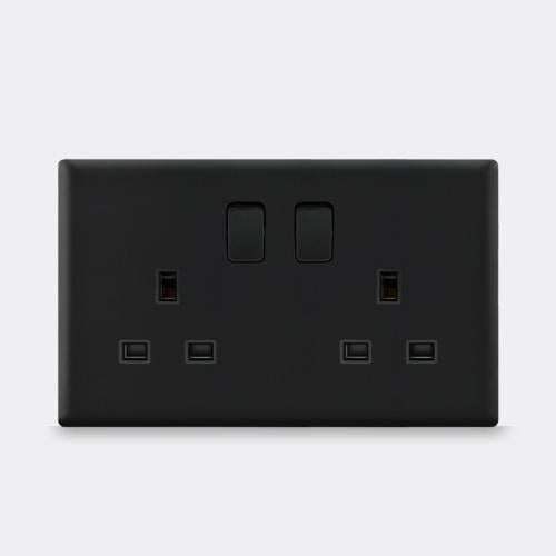 TWO GANG 13A SOCKET WITH SWITCH 7X14 BL