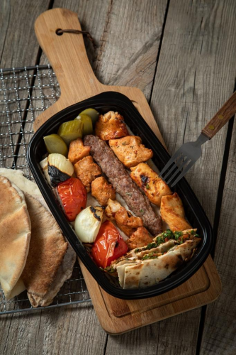 علب ميكرويف اسود احادي مستطيل غطاء PP