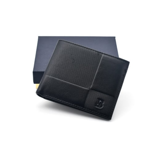 Bozcada - Leather 6 credit card bifold wallet, id holder - Black