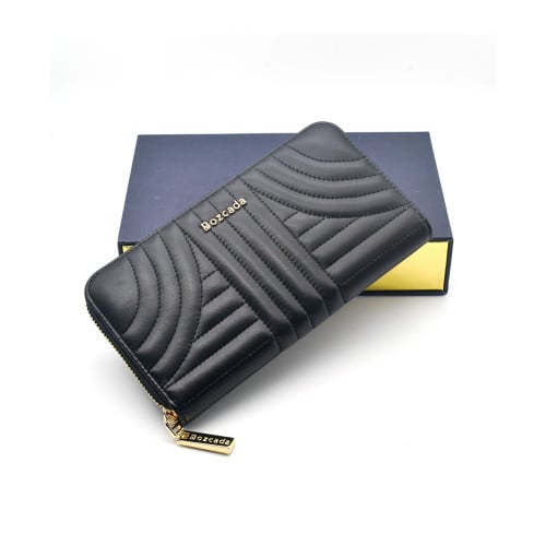 Bozcada - Leather zip-around wallet black color