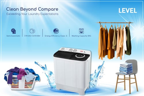 غسالة ليفيل حوضين 7 كيلو - 105199
