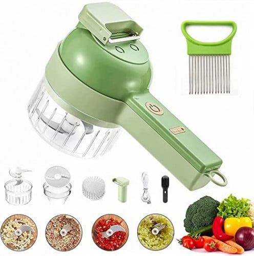 (مجموعة تقطيع الخضروات الكهربائية المحمولة 4 في 1)
