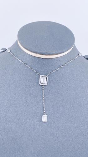 عقد فضة سولتير مع حجر باقيت