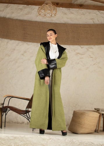 فروة شتوية نسائية جوخ لون أخضر