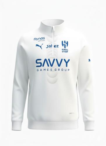 سويتر شتوي نادي الهلال السعودي الابيض الجديد 2026