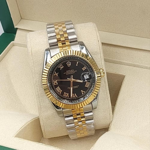 ساعة رولكس درجة اولى استل استيل بلمسات ذهبية