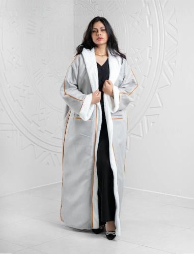 فروة شتوية نسائية رصاصي فاتح