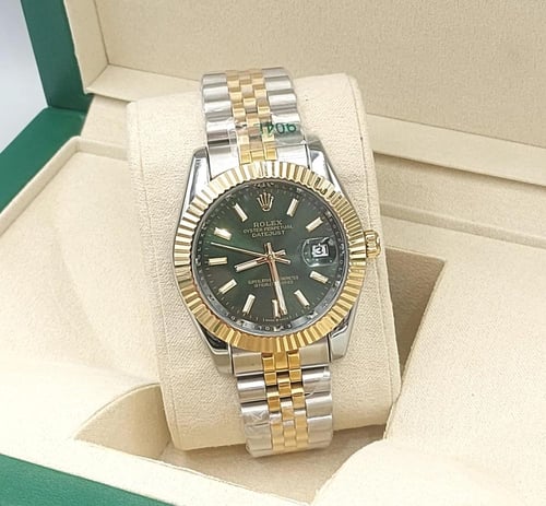 ساعة رولكس درجة اولى استل استيل بلمسات ذهبية